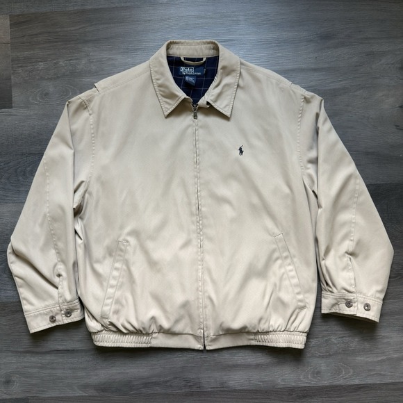 Polo by Ralph Lauren Other - VTG Polo Ralph Lauren Harrington Jacket Mens Large Tan Beige Plaid Lined BiSwing
